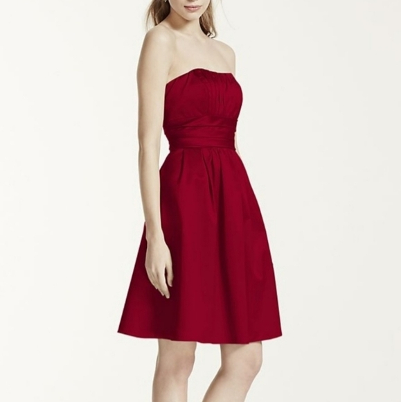 David's Bridal /Women's Red Apple Strapless Dress 2 Elegant, Cocktail, - Picture 1 of 8